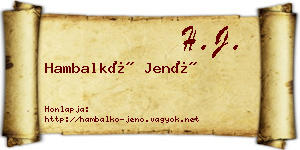 Hambalkó Jenő névjegykártya